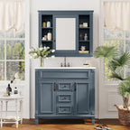 Meuble-lavabo moderne de salle de bains de 36 po avec vasque sur plan, armoire à miroir, 2 portes et 2 tiroirs