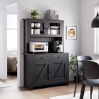 Meuble garde-manger de cuisine avec support pour micro-ondes, vaisselier avec buffet et étagères réglables, pour la cuisine et la salle à manger