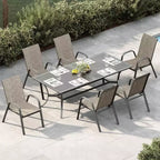 Chaises de patio, ensemble de 4 ou 6 chaises de salle à manger d’extérieur empilables, légères et résistantes à toutes les intempéries, en textilène, avec accoudoirs, pour jardin et terrasse de piscine