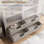 Bibliothèque haute de 72 pouces avec 4 tiroirs, bibliothèque de rangement autoportante de style maison de campagne pour chambre, salon et bureau à domicile
