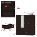 Armoire Hitow avec 2 grands tiroirs, espace central pour vêtements suspendus et miroir, style minimaliste