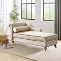 Fauteuil méridienne élégant français en velours avec revêtement rembourré et rangement, avec coussin