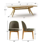 9-Piece Dining Set for 8, Extendable Trestle Base Table with Upholstered Chairs Featuring Solid Wood Legs-Panipeachy