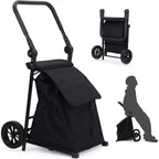 Chariot utilitaire pliable 2-en-1 Acekool avec sac étanche amovible, coussin d’assise épais et poignée réglable antidérapante, noir