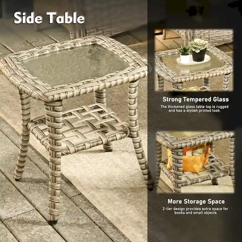 XIZZI 9-teiliges Outdoor-Gartenmöbel-Set mit drehbarem Sessel