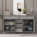 59,1-inch wit buffetdressoir, modern uit het midden van de eeuw, eigentijds, gelakt
