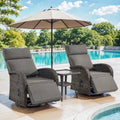 Pocassy 3-teiliges, vielseitiges Outdoor-Liegestuhl-Set mit Beistelltisch und grauem Polster