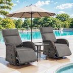 Pocassy 3-teiliges, vielseitiges Outdoor-Liegestuhl-Set mit Beistelltisch und grauem Polster