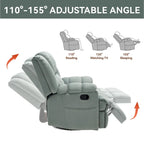 Green Oversized Manual Recliner with Swivel, Rocking, and Fabric Upholstery