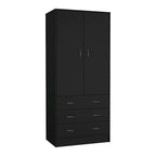 Moderner zweitüriger Kleiderschrank mit 3 Schubladen und 1 Kleiderstange fürs Schlafzimmer