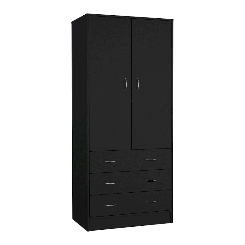 Moderner zweitüriger Kleiderschrank mit 3 Schubladen und 1 Kleiderstange fürs Schlafzimmer