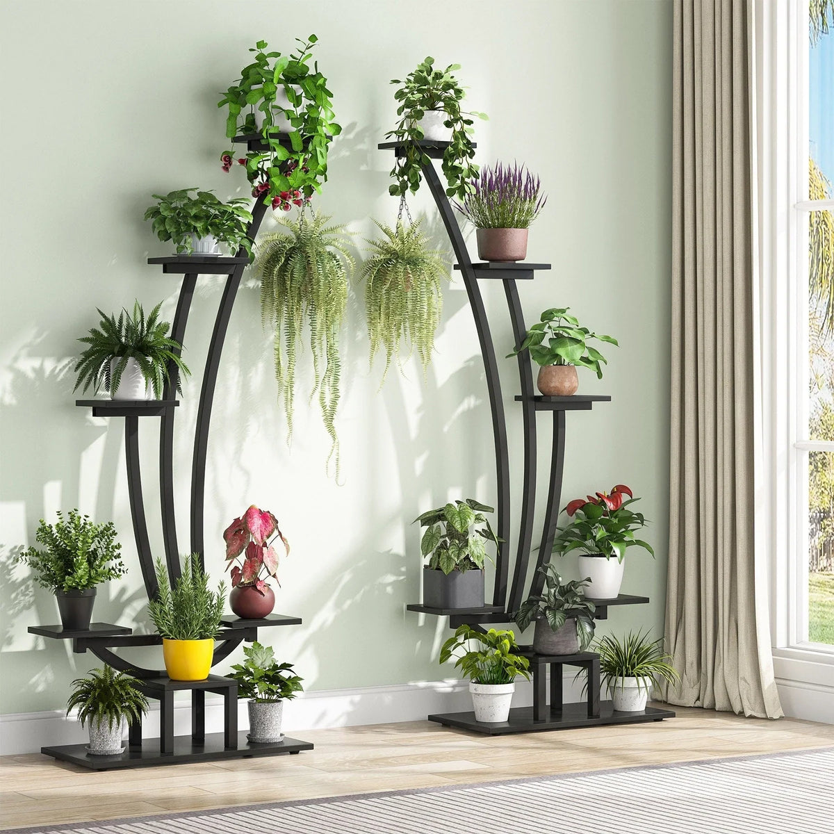 Support pour plantes d’intérieur, présentoir à fleurs à 6 niveaux pour la maison et le jardin – lot de 2