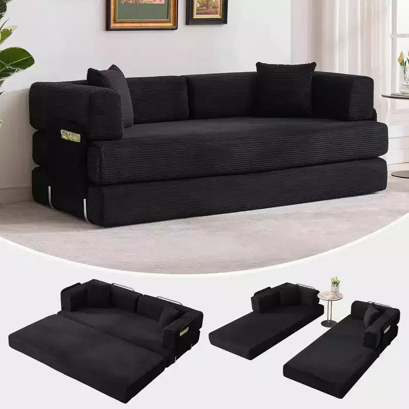 Schlafsofa, 78,8 5-in-1-Klappmatratzen-Couch/Loveseat, formstabiler Stahlrahmen, Cord mit Kissen