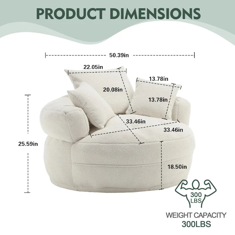 Round Lazy Sofa Chair ?C White/Blue/Grey/Yellow/Orange/Rose Red/Navy/Green, Single & Couple Seat