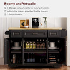 54  Large Kitchen Island with Rubber Wood Drop Leaf, Embossed Texture Rolling Kitchen Cart on 4 Wheels with 4 Doors & 3 Drawers
