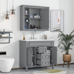 Meuble-lavabo moderne de salle de bains de 36 po avec vasque sur plan, armoire à miroir, 2 portes et 2 tiroirs