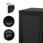 62 High Black Wicker Door Wood Grain Decorative Storage Cabinet with 12 Shelves