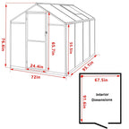 VEIKOUS Aluminum Walk-In Garden Greenhouse Kit with Adjustable Roof Vent and Lockable Door Grey