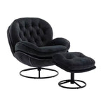Okak Samt-Sessel mit Hocker, moderner armloser Wohnzimmersessel im Mid-Century-Stil, weicher und bequemer Sessel zum Fernsehen und Spielen