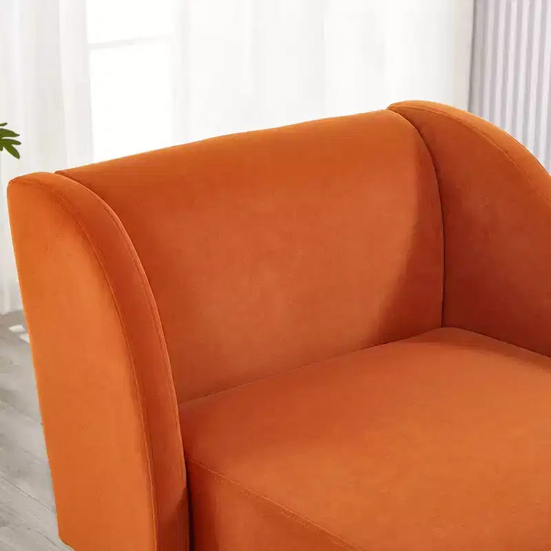 Modern Velvet Chaise Lounge Chair, Upholstered Arm Chaise Lounge with Curved Armrest, Sleeper Lounge Sofa Couch for Bedroom Office Living Room