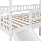 Twin House Loft Bed with Slide and Stairs, Loft Bed with Storage Drawers, Wood Cabin Loft Bed for Kids Toddlers