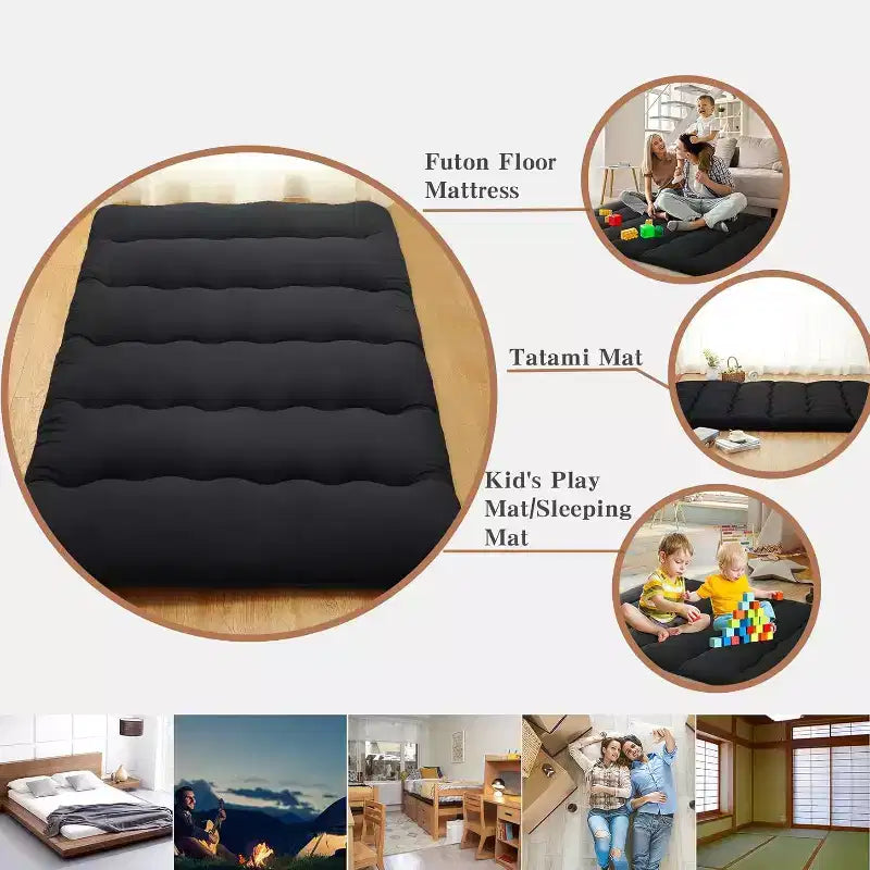 Japans futonmatras, opvouwbare slaapmat voor op de vloer, tatamimat voor thuis, kamperen en als matras