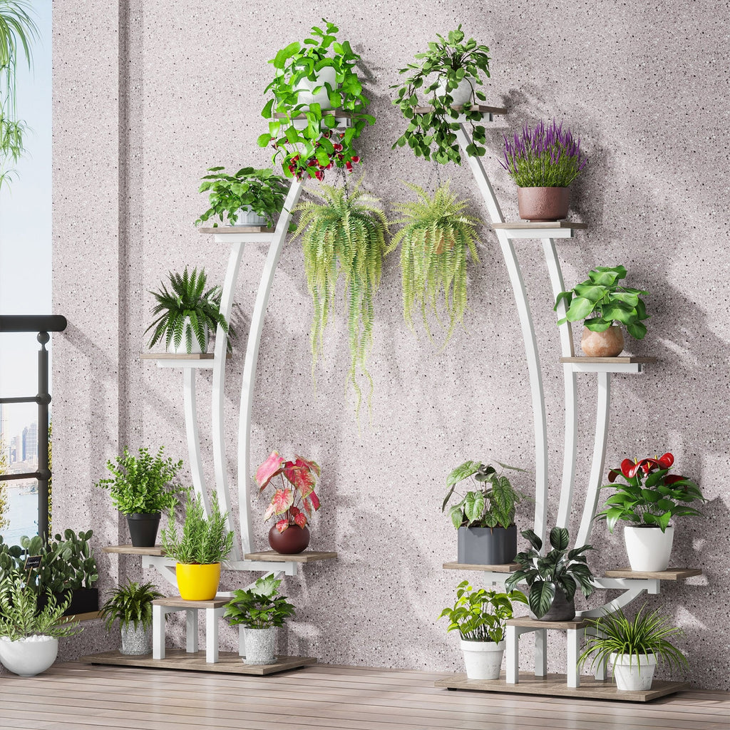 Support pour plantes d’intérieur, présentoir à fleurs à 6 niveaux pour la maison et le jardin – lot de 2