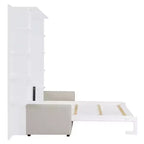 Whisen Modern Design Wood Frame Queen Size Murphy Bed Wall Bed with Sofa and Shelves