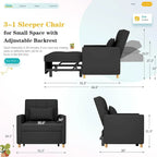 AECOJOY 3-in-1-Schlafsofa-Sessel mit Kissen und verstellbarer Rückenlehne