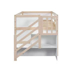 Lit mezzanine bas une place en bois massif, 94,6 L x 42,3 l, avec escalier, tiroir et étagère, design moderne et épuré