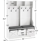 Hall Tree With Bench And Shoe Storage Coat Rack Barn Door