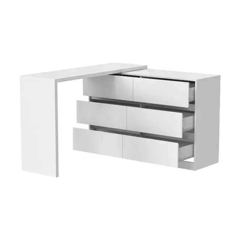 Buffet bahut intelligent pivotant/extensible avec 6 tiroirs, plateau extensible, tapis antidérapant, table à manger pivotante, garde-manger îlot de cuisine