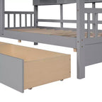 Holzhausbett in Twin-/Full-Größe mit 2 Schubladen, Kinderbett mit Ablagefach – ModernLuxe