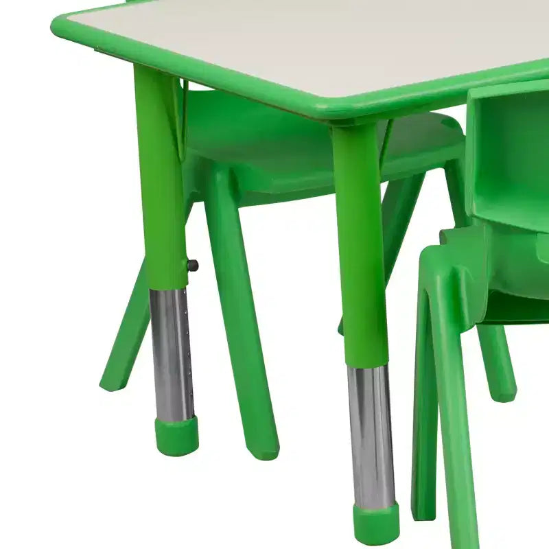 Ensemble table d’activités rectangulaire réglable en hauteur en plastique Emma and Oliver, 23,625 l x 47,25 L, avec 6 chaises