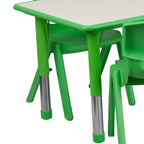 Ensemble table d’activités rectangulaire réglable en hauteur en plastique Emma and Oliver, 23,625 l x 47,25 L, avec 6 chaises