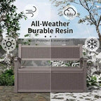 Banc de rangement en résine tout temps avec compartiment dissimulé verrouillable – design imitation rotin, capacité de 500 lb, rangement de 70 gallons