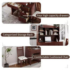 Okak Modern Home Office Wooden Computer Desk with Desktop/Chair & Bookshelf,Teens Student Storage Writing Desk for Study,Office
