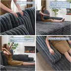 AMERLIFE 93-Zoll-Doppel-Chaiselongue-Sofa für zwei Personen, tiefes Cloud-Sofa mit Lendenkissen und breiten Armlehnen, einfache Montage, Kunstfell