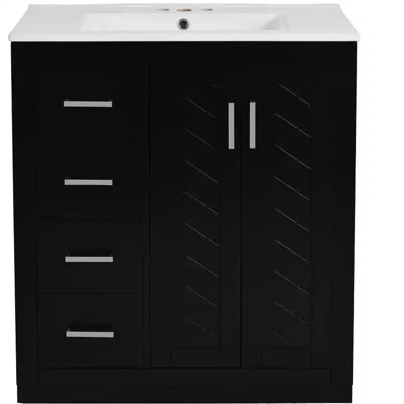 30 Einzelwaschbecken-Badezimmerwaschtisch mit Unterschrank und 3 Schubladen - Schwarz / Blau / Grün / Indigo / Weiß