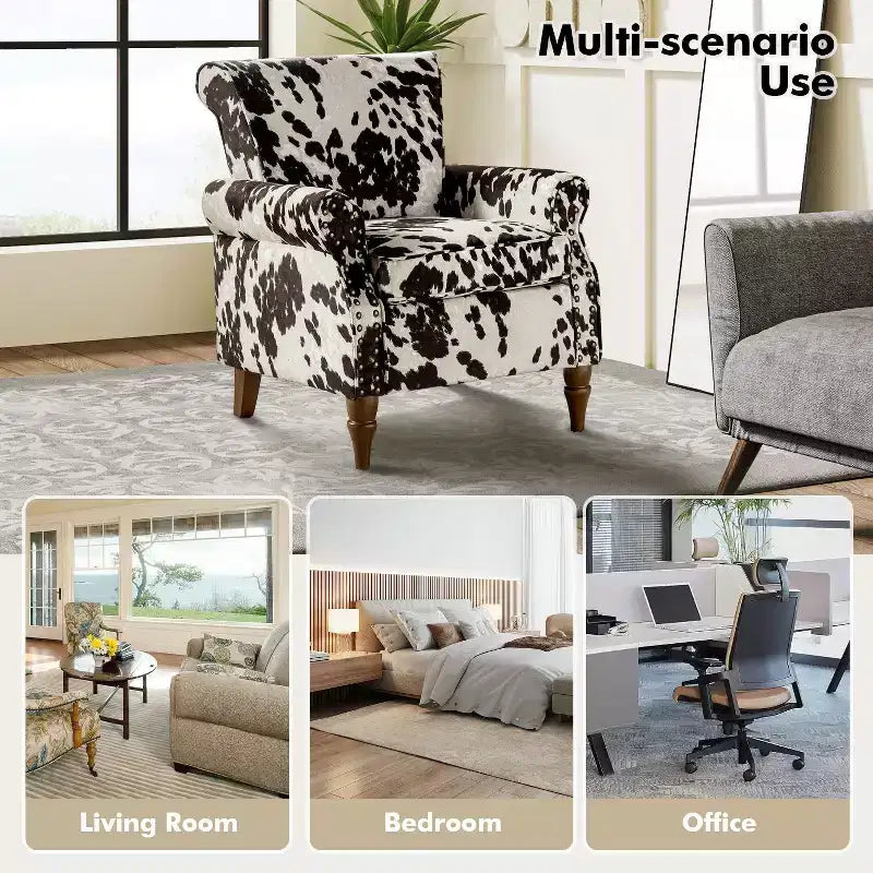Fauteuil traditionnel Araceli en bois, rembourré à motif floral, avec dossier à oreilles et bordure cloutée| ART OF LIVING DESIGNS