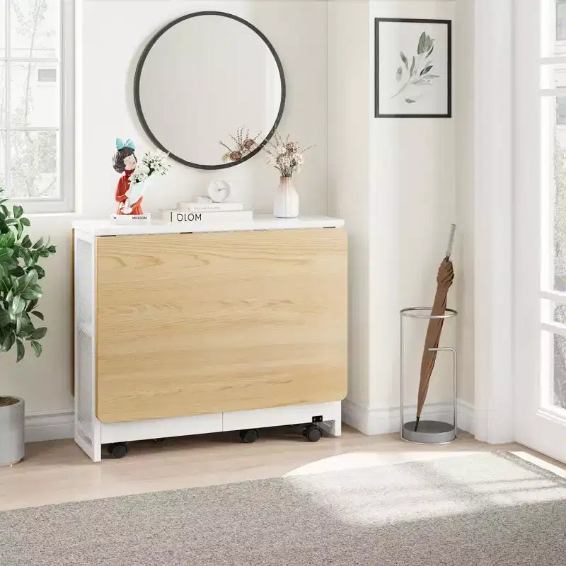 Table à manger pliante pour la cuisine, table à manger peu encombrante, table de cuisine extensible à abattants avec 6 roulettes pour petits espaces