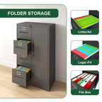 Metal Storage Vertical Filing Cabinet with Lock, Steel File Locker with 4 Drawers
