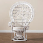 Kallima moderne bohemien pauwenstoel van wit en naturel rotan