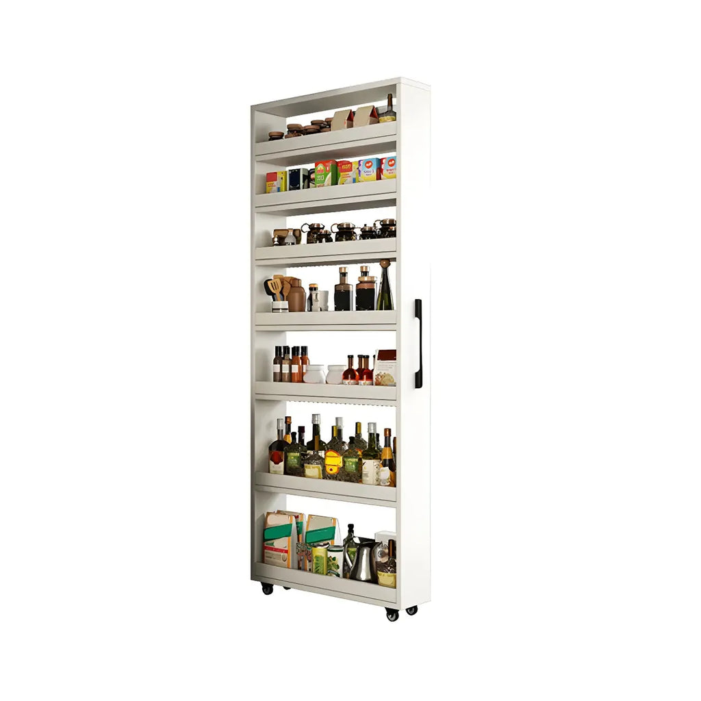 Moderner Buffetschrank aus Holz mit offenen Regalen und Rollen