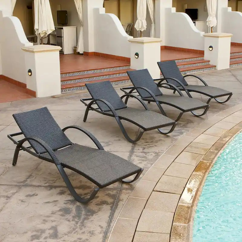 Deco 4-delige set aluminium ligstoelen voor terras en patio
