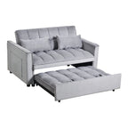 Modernes ausziehbares Schlafsofa, 3-in-1-Schlafsofa mit verstellbarer Rückenlehne, Samt-Loveseat, Kissen und Seitentaschen