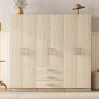 Houten kledingkast met 6 deuren en laden voor de slaapkamer