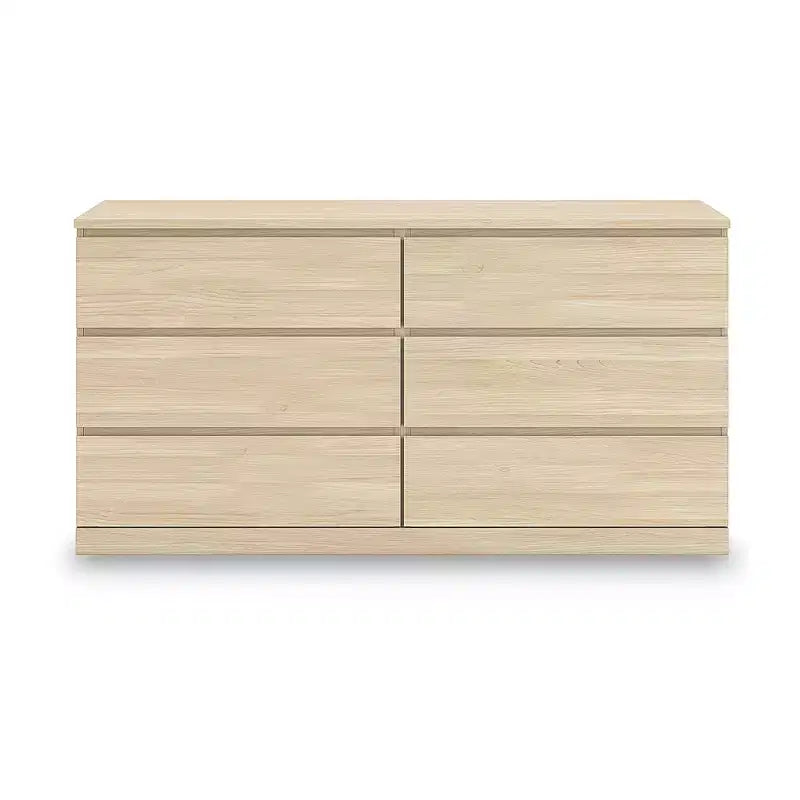 Signature Design by Ashley moderne Onita-ladekast met 6 laden, ladekast met natuurlijk bruine houtafwerking en ontwerp zonder beslag