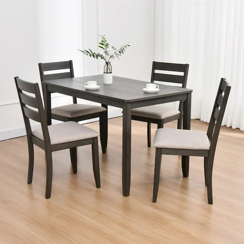 Ensemble de 4 chaises de salle à manger en bois avec dossier à barreaux