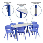 Ensemble table d’activités rectangulaire réglable en hauteur en plastique Emma and Oliver, 23,625 l x 47,25 L, avec 6 chaises